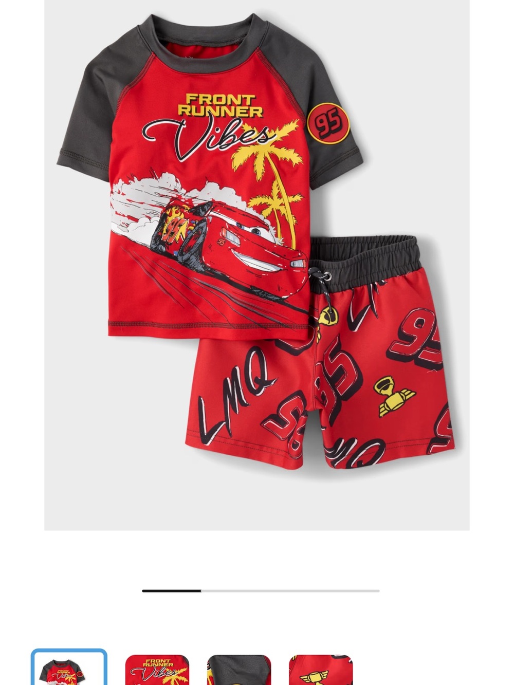 Size 2T- Toddler Boys Lightning McQueen™ Rashguard 2-Piece Swimsuit - Red